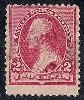 220 2 cent Washington, Carmine Stamp used AVG