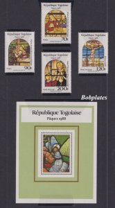 BOBPLATES Uganda #443-7 Easter 1985 4 Singles and SS MNH