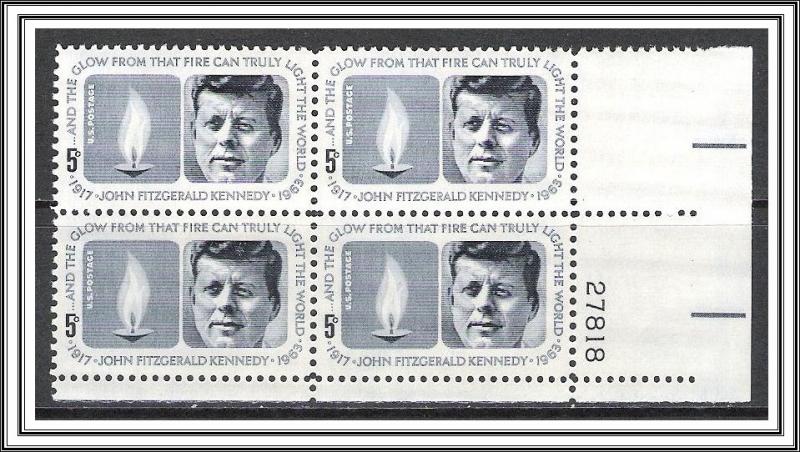 US #1246 John F Kennedy Plate Block MNH