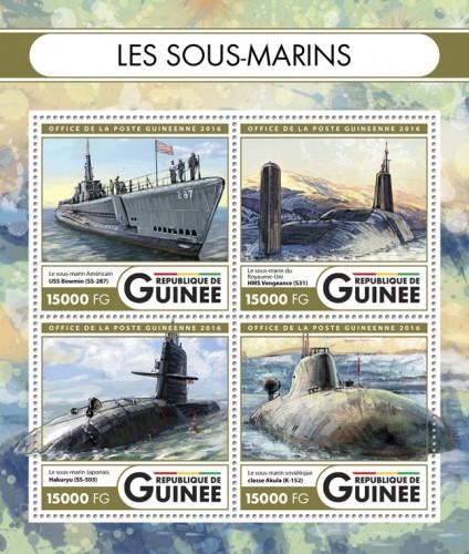 GUINEA - 2016 - Submarines - 4v Sheet - M N H