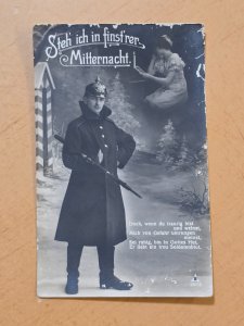 WW1 Imperial German Soldier Pickelhaube Spike Helmet Feldpost Military Postcard