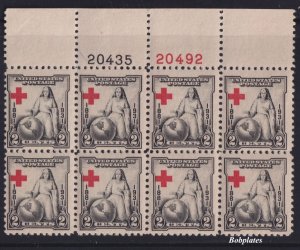 BOBPLATES US #702 Red Cross Top Left Plate Block of 8 20435 20492 MNH