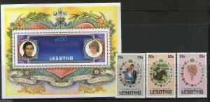 Lesotho 1981 Princess Diana & Charles Royal Wedding 3v + M/s MNH # 5564