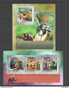 2014 Guinea Animals Fauna Wild Bears Les Ours Kb+Bl ** Stamps St767