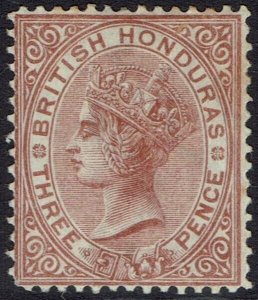 BRITISH HONDURAS 1872 QV 3D WMK CROWN CC PERF 14