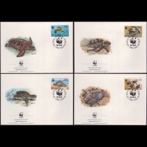 ST.KITTS 1995 - FDCs - 381-4 Green Turtle Set of 4