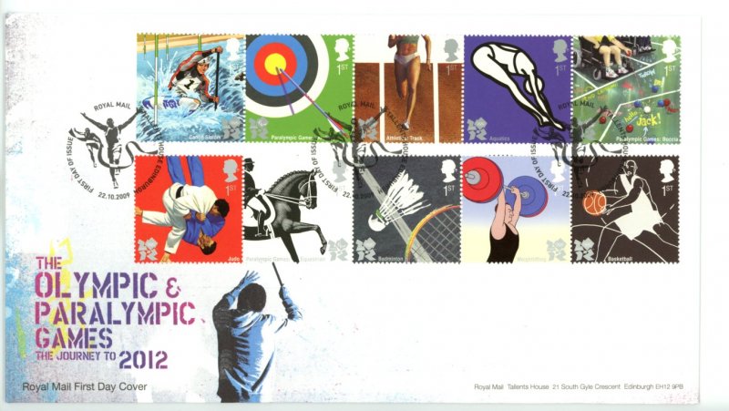 Great Britain 2009 FDC Olympic and Paralympic ames  Sc# 2702-11 se tenant strips