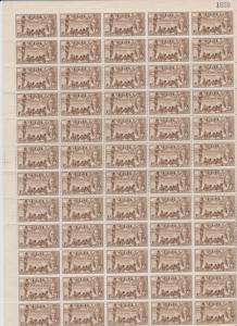 Fiji 1951 1d + 1d  Sc#B1 Semi-Postal Health Full Sheet of 60 MNH but Toned