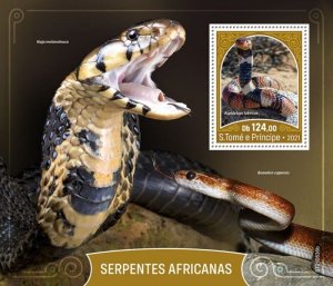 St Thomas - 2021 African Snakes, Cape Coral - Stamp Souvenir Sheet - ST210536b