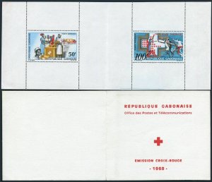 Gabon C68-C69a booklet,MNH Michel 306-307 MH. Support for Red Cross 1968.