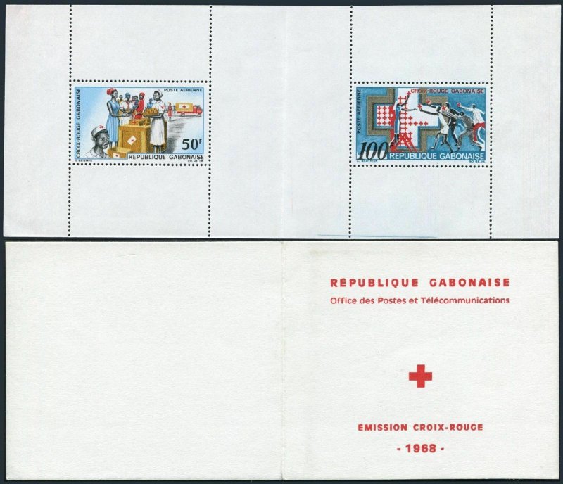 Gabon C68-C69a booklet,MNH Michel 306-307 MH. Support for Red Cross 1968.