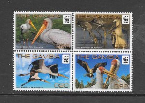 BIRDS - GAMBIA #3381(BLOCK) STORK WWF MNH