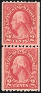 606 2 cent Washington, Line Pair Stamp mint OG NH EGRADED VF 82