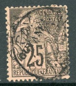 French Guiana 1892 French Colony 25¢ Black Scott #25 VFU E43