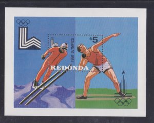 Redonda (Antigua) Stamps: 1980 Olympics; $5 Souvenir Sheet/1; MNH