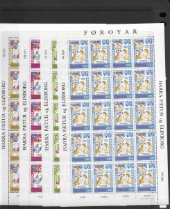 Faroe Island 43-4, 86-9 sheet stock MNH 8 cpl. sets vf, 2020 CV $356.00