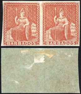 Barbados SG5 (4d) Brownish Red M/M PAIR Cat 280+ pounds