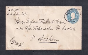 USA 1894 1c POSTAL STATIONERY COVER ANN ARBOR MICHIGAN TO AACHEN GERMANY
