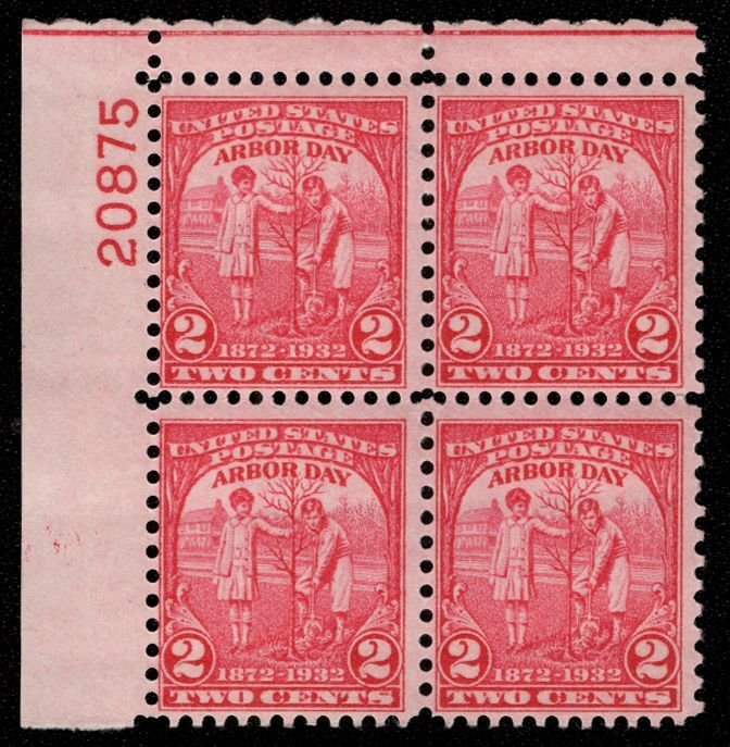 USA #717 VF OG NH, Plate Block of 4, vibrant color!