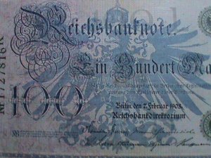 ​GERMANY 1908-OVER 114YEARS OLD RCICHS BANK NOTE USED ANTIQUE  CURRENCY VF