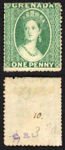 Grenada SG4 1d Green wmk Small Star (upright) Rough Perf 14 to 16 No Gum Cat 110