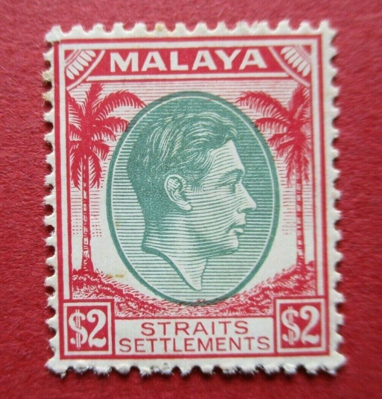 SG291 Malaya Straits Settlements George VI 1938 $2 Green & Scarlet MM