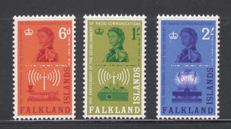 Falkland Islands 1962 150th Anniversary Radio Station Scott # 143 - 145 MNH