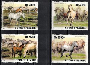 S. TOME E PRINCIPE 2010 - Camargue horses / complete set MNH