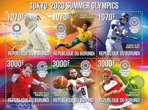 Stamps.Olympic 2020 Tokyo Baseball, Tennis, Handball Burundi 2020 year ,1 sheet