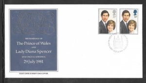 Just Fun Cover Great Britain #950-951 FDC Charles & Diana's Wedding (my638)