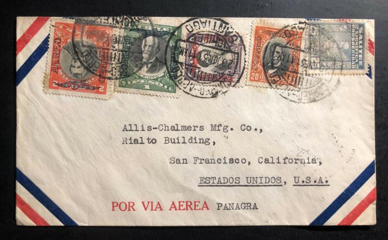 1931 Santiago Chile Airmail Cover to San Francisco Ca USA Via Panagra