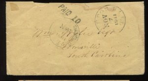 Confederate States Stampless 'Provisional Use?' Tudor Hall VA Cover LV4429