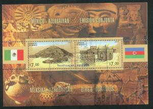 MEXICO 2699, JOINT ISSUE MEXICO-AZEBRAIJAN SOUVENIR SHEET. USED. F-VF. (377)