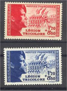FRANCE, LEGION TRICOLORE 1942, LIGHT HINGED  SET FROM 1942