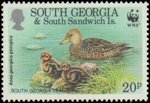 South Georgia #162-165, Complete Set(4), 1992, Birds, World Wildlife Fund, Po...