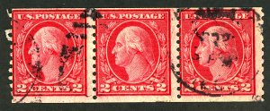 U.S. #492 USED STRIP OF 3