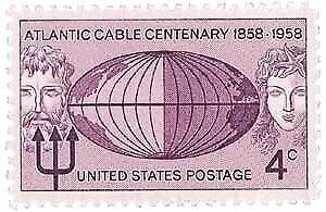 1958 Atlantic Cable Centenary Single 4c Postage Stamp, Sc#1112, MNH, OG