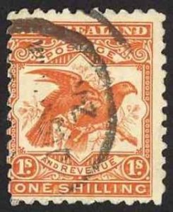 New Zealand Sc# 81 Used 1898 1sh dull red Kea & Kaka