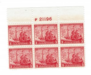 US plate blocks, Scott 726,736,and 738.  All blocks of six and NH,