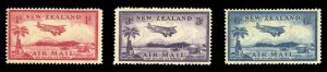 New Zealand #C6-8 Cat$40, 1935 Airpost, set of three, never hinged