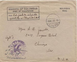 United States A.E.F. World War I Soldier's Free Mail 1919 Third Army, A.P.O. ...