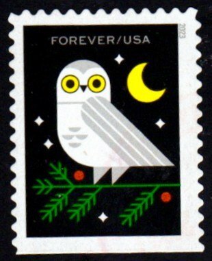 SC# 5824 - (66c) - Winter Woodland Animals Owl, Used Single - Off Paper