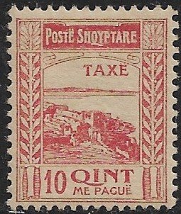 ALBANIA 1920 10q FORTRESS Postage Due w/o Overprint Sc J15var MH