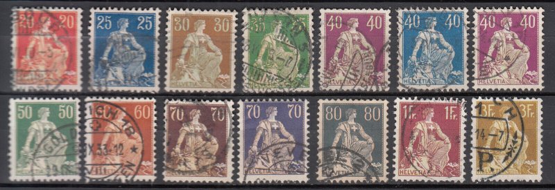 Switzerland - 1907/1925 Helvetia stamp collection Sc# 132/145 (7244) 