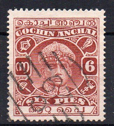 INDIA - COCHIN - RAMA VARMA III - 6p - 1933 - Used - 