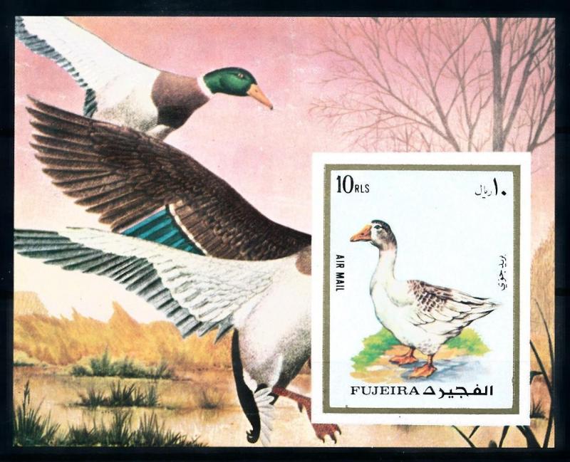 [93554] Fujeira 1972 Birds Vögel Oiseaux Goose Duck Imperf. Sheet MNH