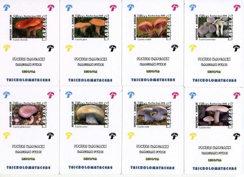 KARJALA RUSSIA LOCAL 8 SHEETS IMPERF MUSHROOMS