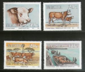 Namibia 1993 Simmentaler Cattle Cow Calf Bull Pet Animals Sc 730-33 MNH # 2591