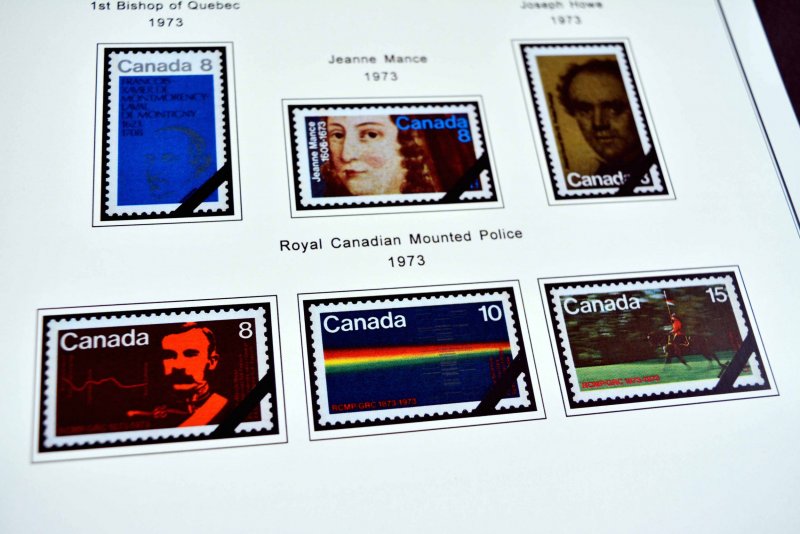 COLOR PRINTED CANADA 1953-1973 STAMP ALBUM PAGES (32 illustrated pages)