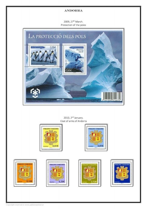 Andorra French Administration 1931-2022  PDF (DIGITAL) STAMP  ALBUM PAGES 